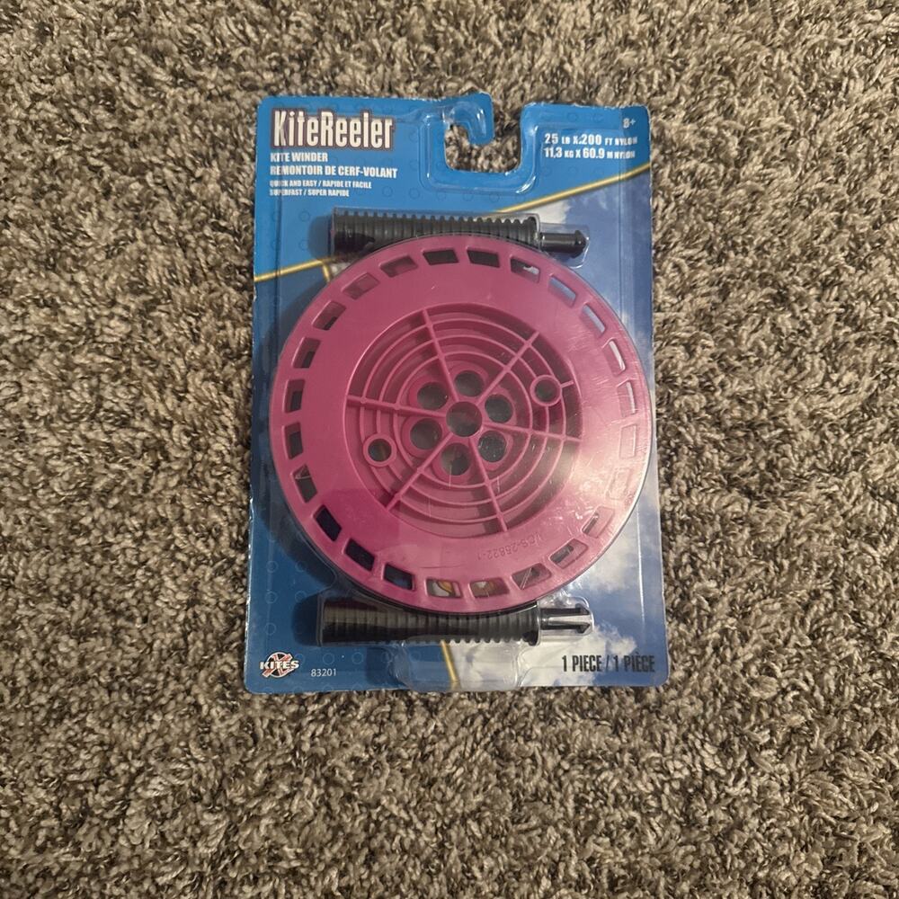 Kite Reeler Purple Kite Winder W/ Nylon Line 200 Feet x 25 lb. New In Sealed Box